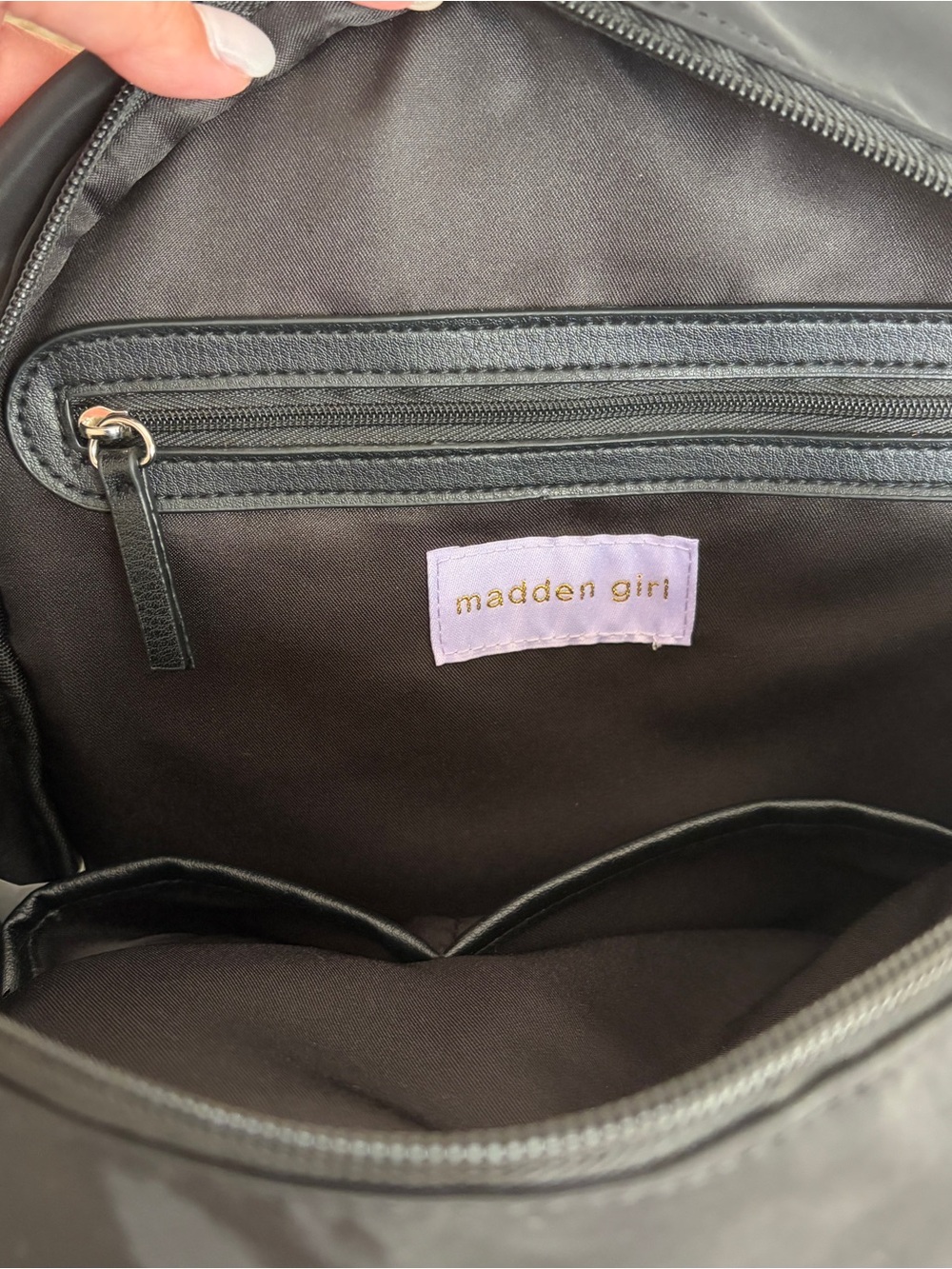 Madden Girl Black Nylon Backpack with Front Zip Pocket - Picture 4 of 6